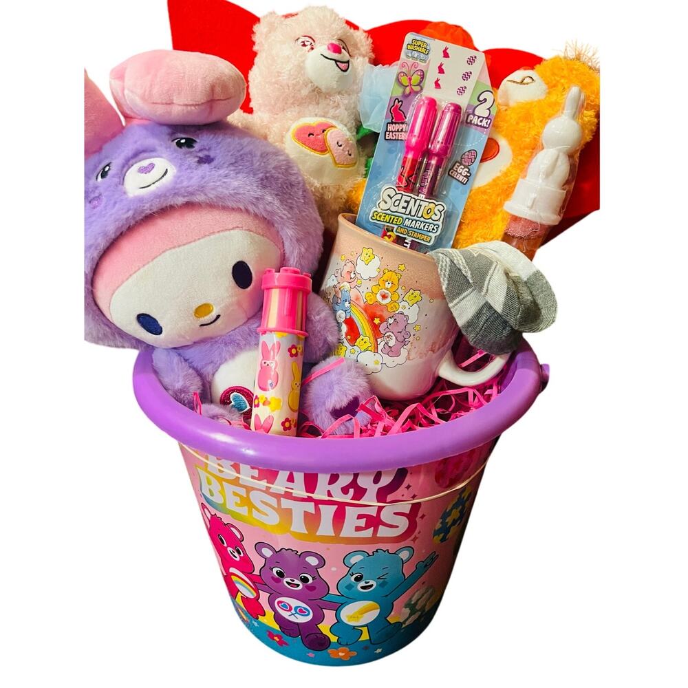 CareBear My Melody Share Bear bundle adorable 50 70 throw Carebear Easter basket